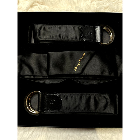 Honey Birdette Other - RARE🔥 Honey Birdette Satin Restraints - Silk & Leather Blind Fold & Cuff Set🖤